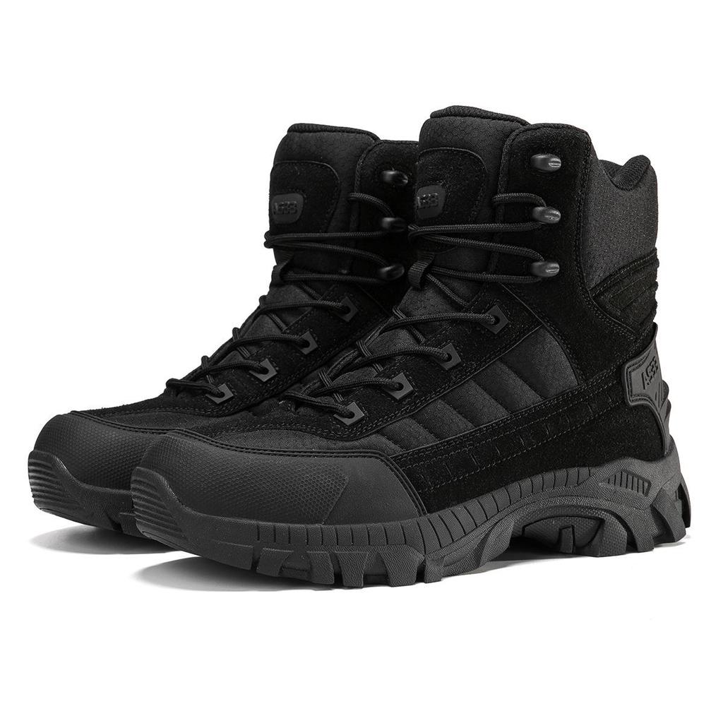Men's Large Military-Style Outdoor Hiking Boots - Wear-Resistant, Anti-Kick, Ideal for Camping and Sports.