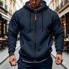 Felpa con cappuccio da uomo invernale foderata con zip, Felpa con cappuccio casual spessa, Giacca