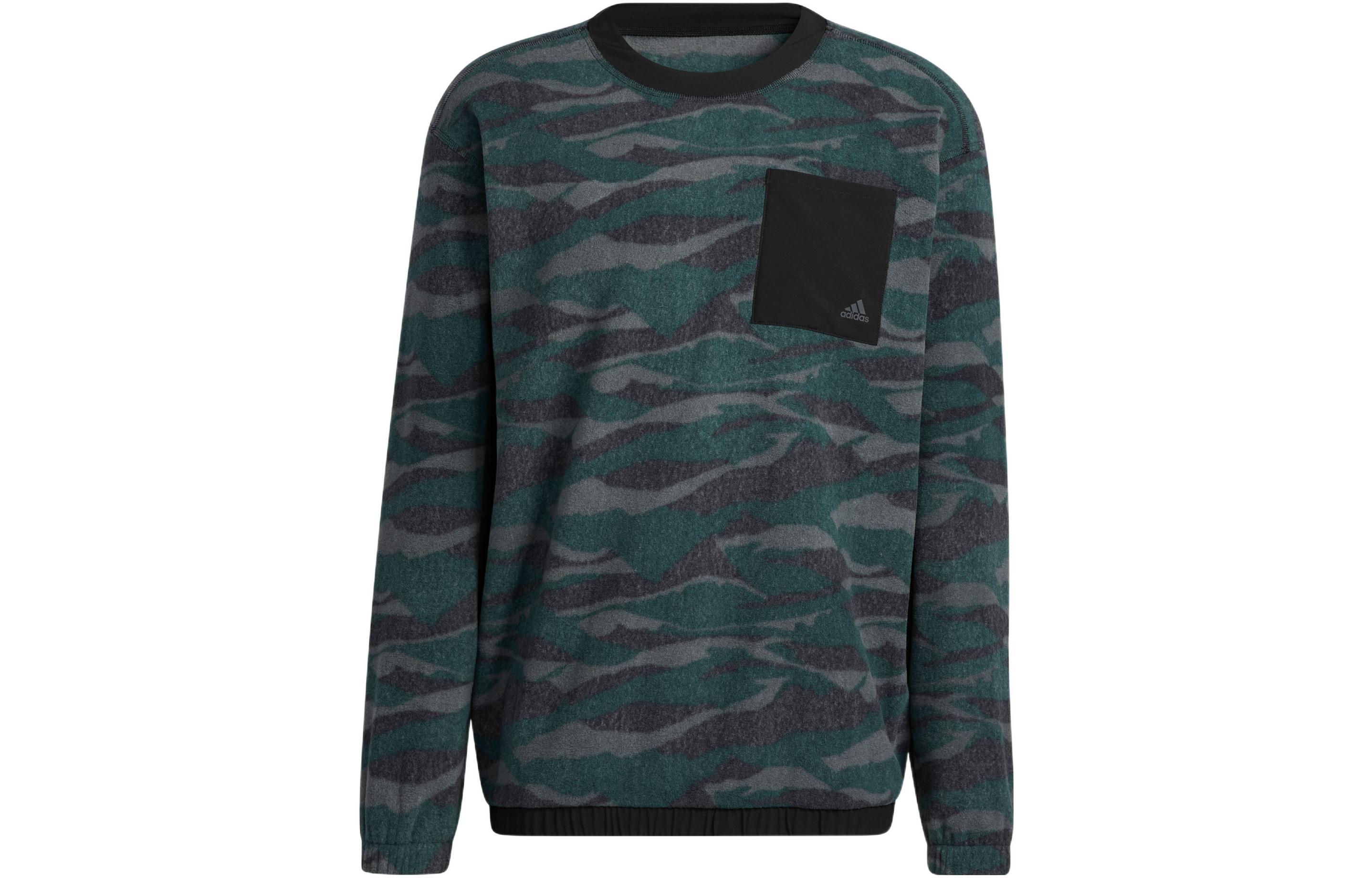 Adidas Sweatshirts Men s Dark Green Crew Neck Moderate Regular HF6523 L