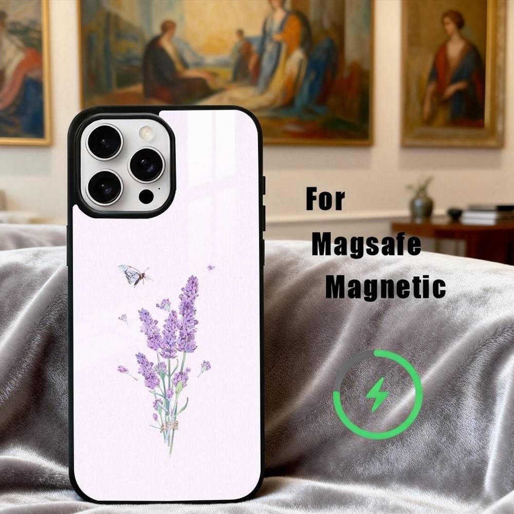 

P-Purple-E L-lavender-R Phone Case For iPhone17,16,15,14,13,12,11 Plus,Pro Max Magnetic For Magsafe Wireless Charging iPhone14PROMAX