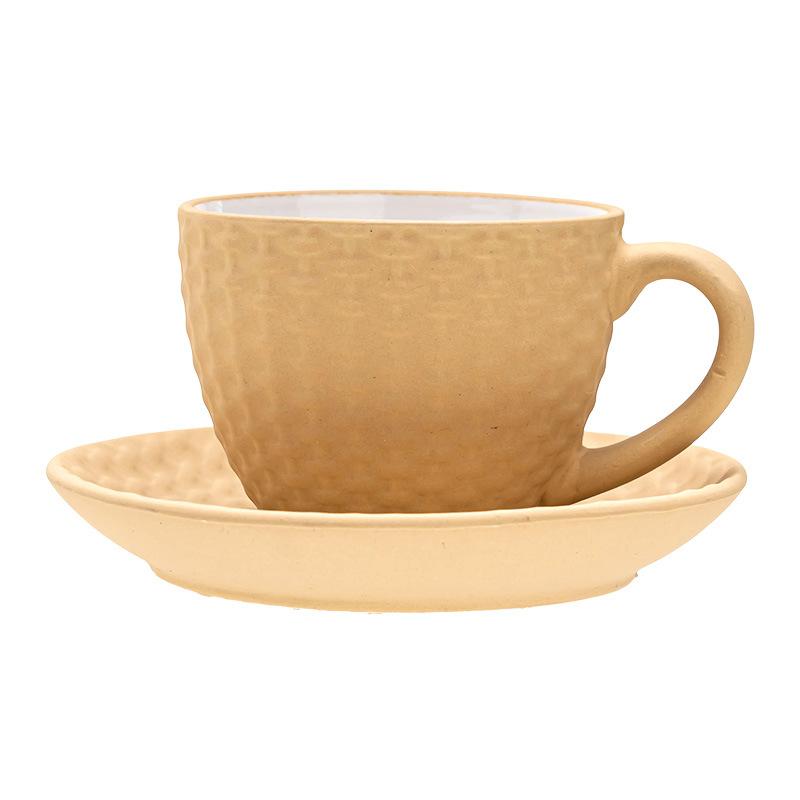 

Creative woven pattern cup saucer ceramic coffee cup set home afternoon tea cup tea cup breakfast cup 240ml