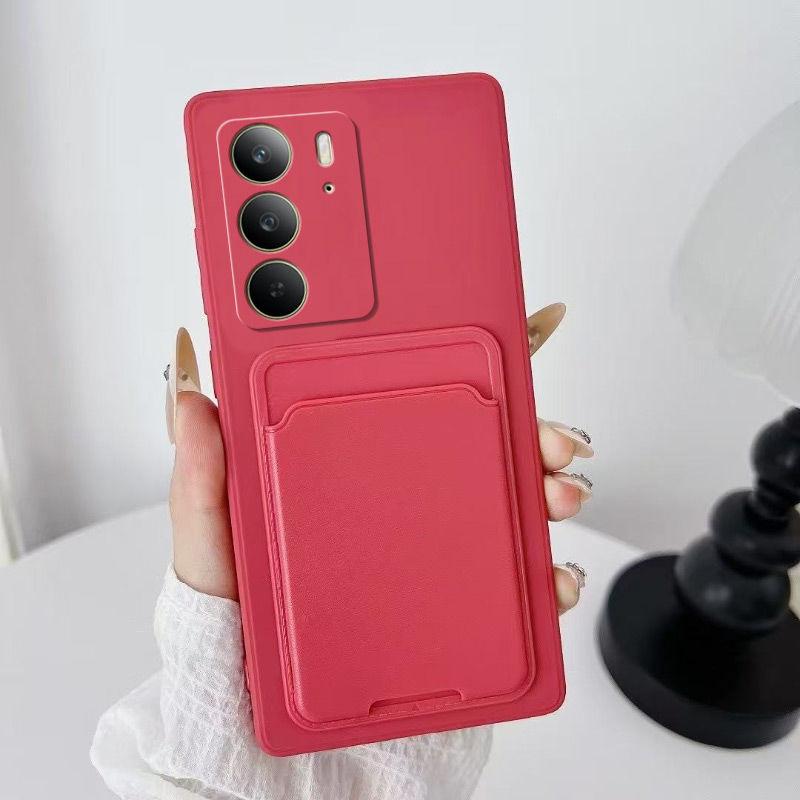 RealmeC75 Mobile Phone Case, Card Bag, Solid Color, Straight Edge Simple Knot, Soft Protective Cover, Matte Business Anti-drop All-inclusive.