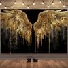 2D Black & Gold Angel Wings Backdrop, Luxury Dripping Gold Photography Background