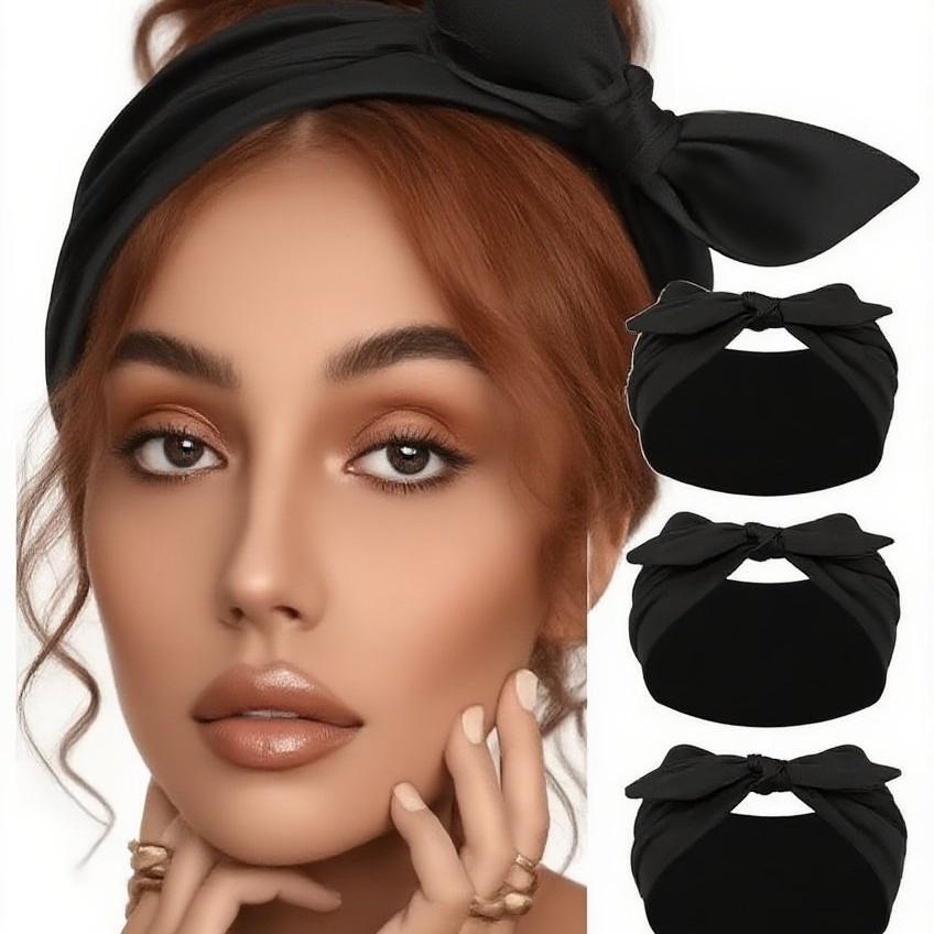 Solid Color Bow Headband for Sports, Fashion & Makeup