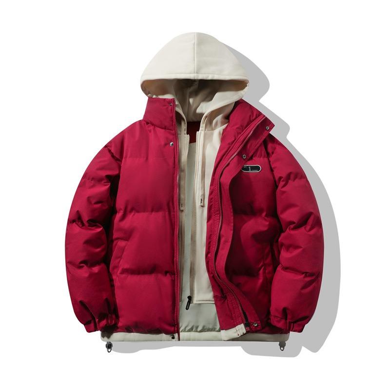 Fake zweiteilige baumwollgepolsterte Kleidung Herren Winter locker lässig verdickt warm baumwollgepolsterte Kleidung Jacke trendige Kapuzen-Baumwolljacke