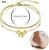 Gold Ankle Bracelets for Women 14k Gold Plated Stainless Steel Waterproof Layered Simple Chain Bow Anklets Set Fashion Jewelry
