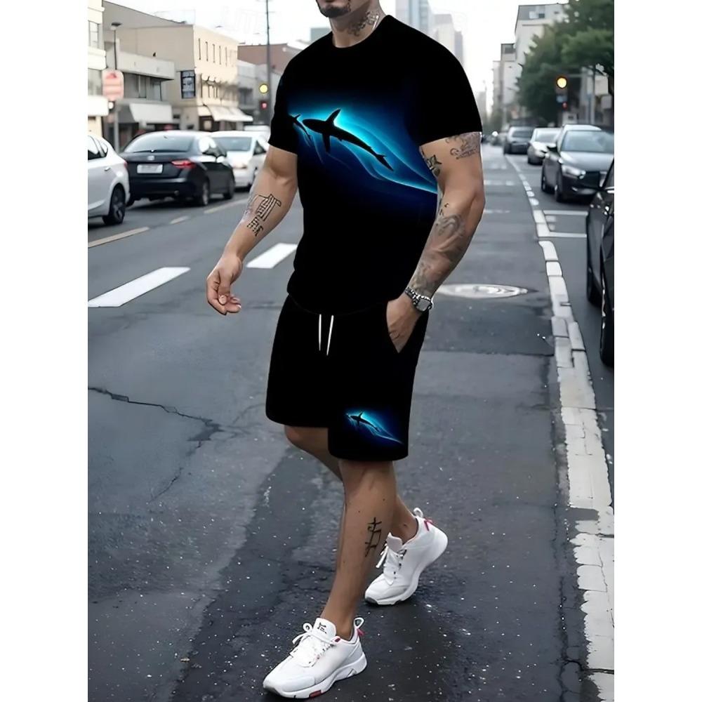 2026 New 3D Animal Print Men's T-shirt And Shorts Set Summer Casual Men's Short-sleeved Top Urban Street Men's Sports Shorts