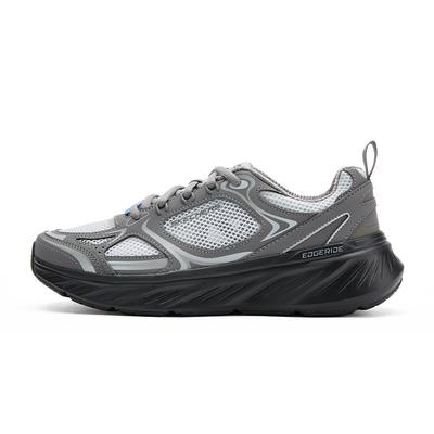 Edgeride Verano Transpirable Moda Versátil Tejido Capa Superior Cuero de Vaca Caña Baja Casual Zapatillas para Correr Hombre sneaker Gris Oscuro 232919-CCBK