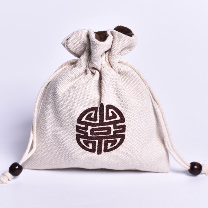 Lucky Drawstring Bracelet & Prayer Bead Bag - Cotton/Linen Cloth