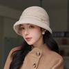 New knitted basin hat women autumn and winter thickened warm bucket hat retro versatile face little mother hat women