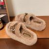 Fashion Flats Fluffy Women Slippers Fashion Buckle Autumn Comfortable Shoes Lady 2025 New Brand Classical Shoes Casual Zapatillas Mujer