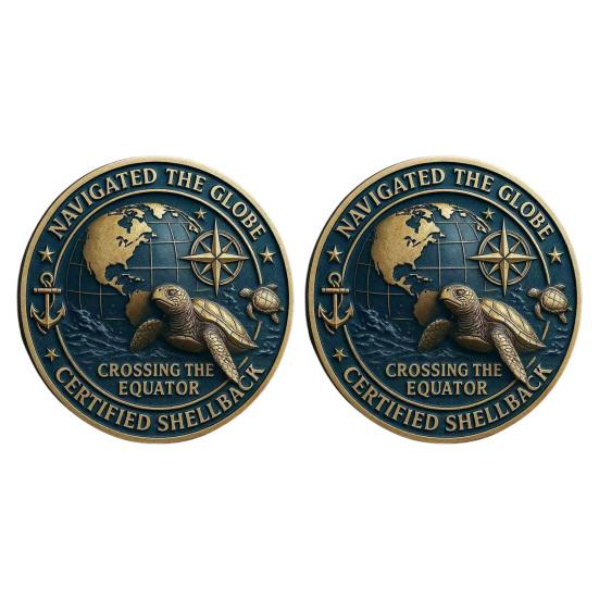 U.S. Navy Shellback Crossing The Line Challenge Coin Navy Souvenir Military Commemorative Coin for Veterans Sailors