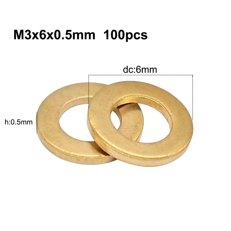 

5/25/50/100 шт. Латунная плоская шайба-прокладка Латунная прокладка M2 M2.5 M3 M4 M5 M6 M8 M10 M12 M14 M16 M18 M20 прокладка из листового металла кольцо M3x6x0.5mm 100pcs