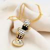 Retro Drip Glaze Enamel Teacup Pendant Long Necklace