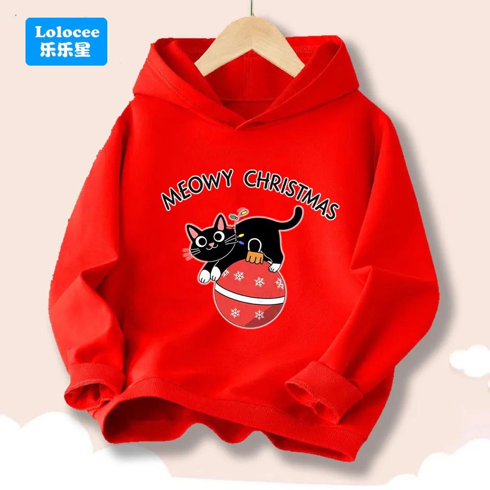 Neuer Herbst/Winter Katzenprint Kinder Langarm Sport Hoodie Street Style Oberteil für ältere Kinder MSD2