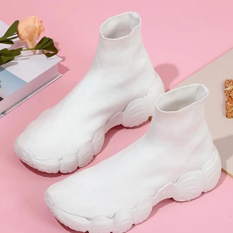 Elastic Socks Shoes Slip-on Casual Sneakers Women Walking Shoes Men High-top Leisure Shoes Knitted Platform Footwear Breathable