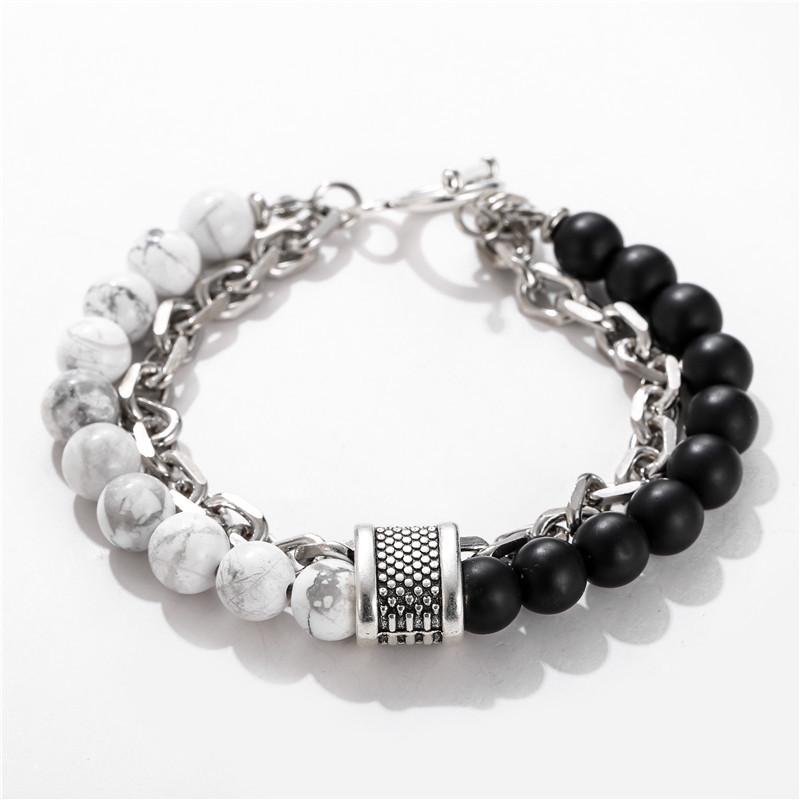 Accessories Punk Frosted Stone Chain Combination Geometric Men's Bracelet Bracelet Accessories Men's
