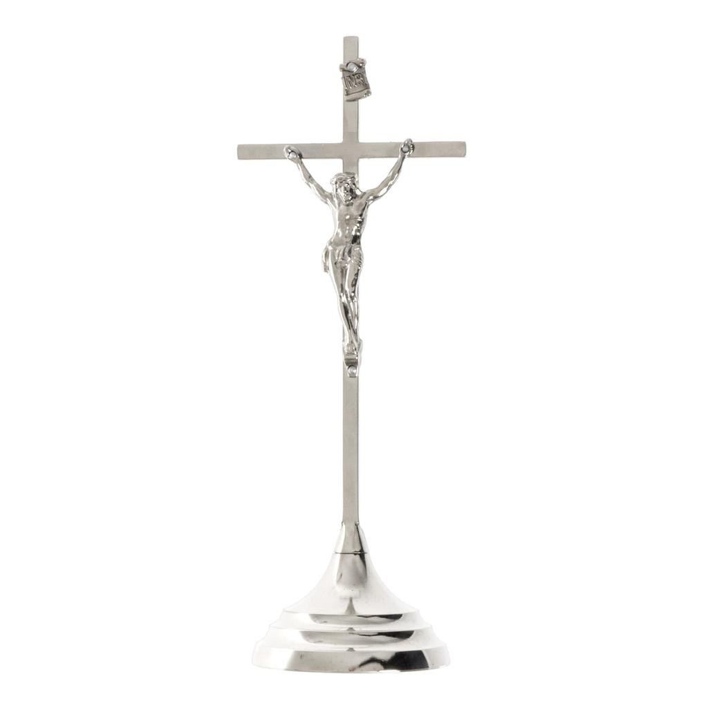 Standing Silver Plain Cross 22 Cm Metal