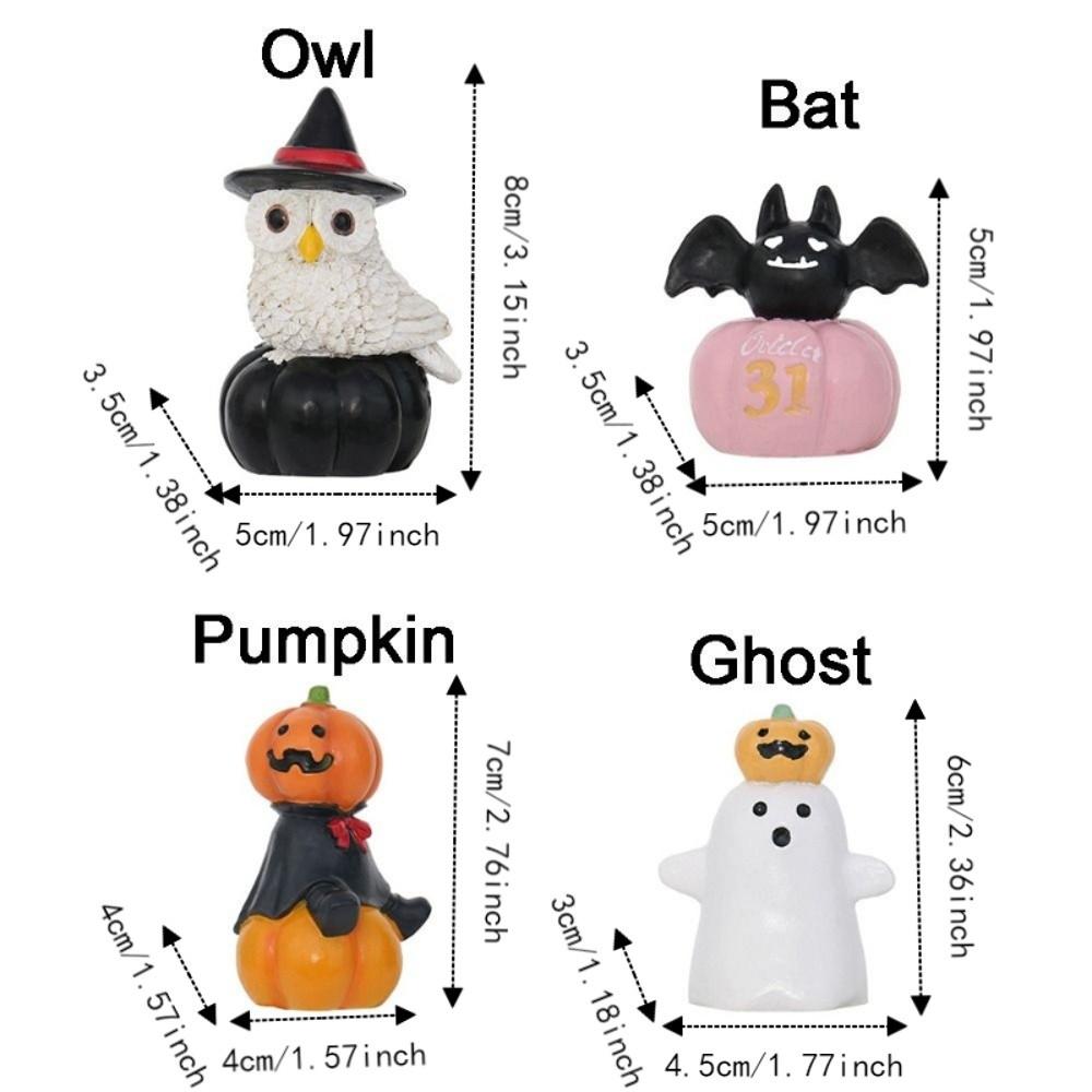 3D Owl Bat Pumpkin Ghost Statue Detailed Mini Halloween Figurines  Tabletop