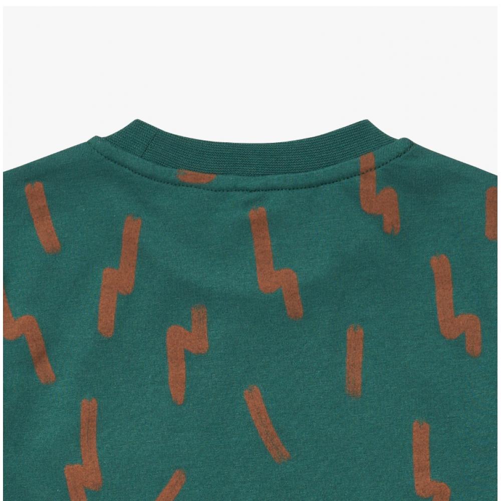 Stella Mccartney Tt8p71 Z1394 719ma Lightning Bolt Print Teddy Bear Chest Pocket Kids Short Sleeve Tee