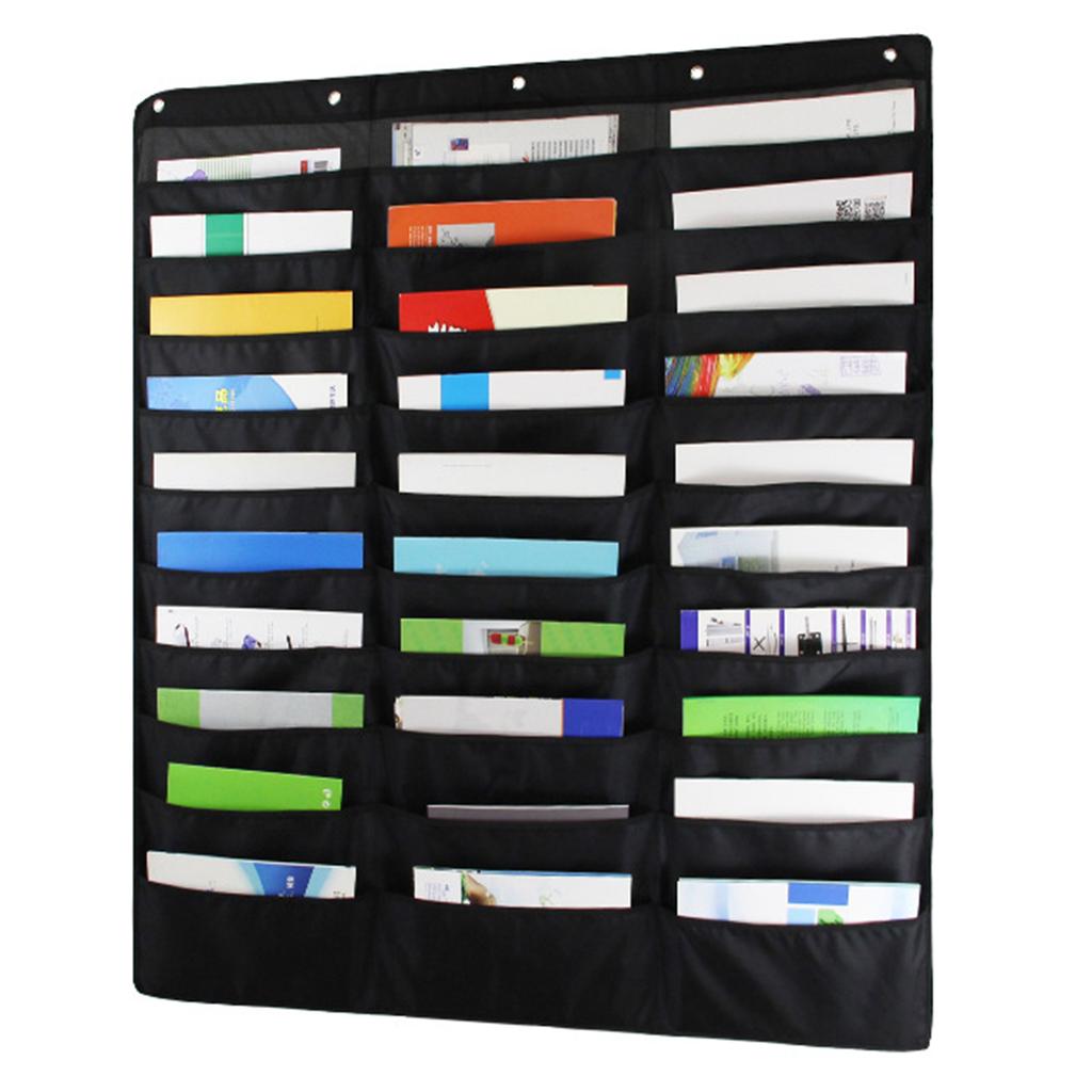 Multi-Pocket Storage Hanging Bag Large Capacity Wall Mounted File Organizer Pocket Chart for Home Office