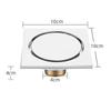 Black Brass 10 x 10 cm Shower Floor Drain Washroom Bathroom Invisible Drain Cover Square Waste Floor Drain