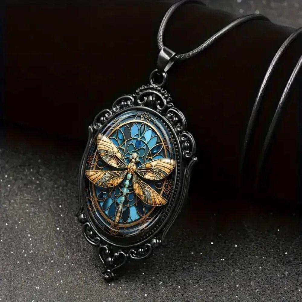 Vintage Gothic Glass Pendant Necklace Sun Moon Style Charm Necklace  Jewelry Accessories