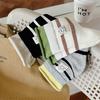Spring and Autumn Double-slit Striped Color-blocked Fabric Label Puppy Mid-calf Pure Cotton Boneless Deodorizing Sweat-absorbing Pile Socks