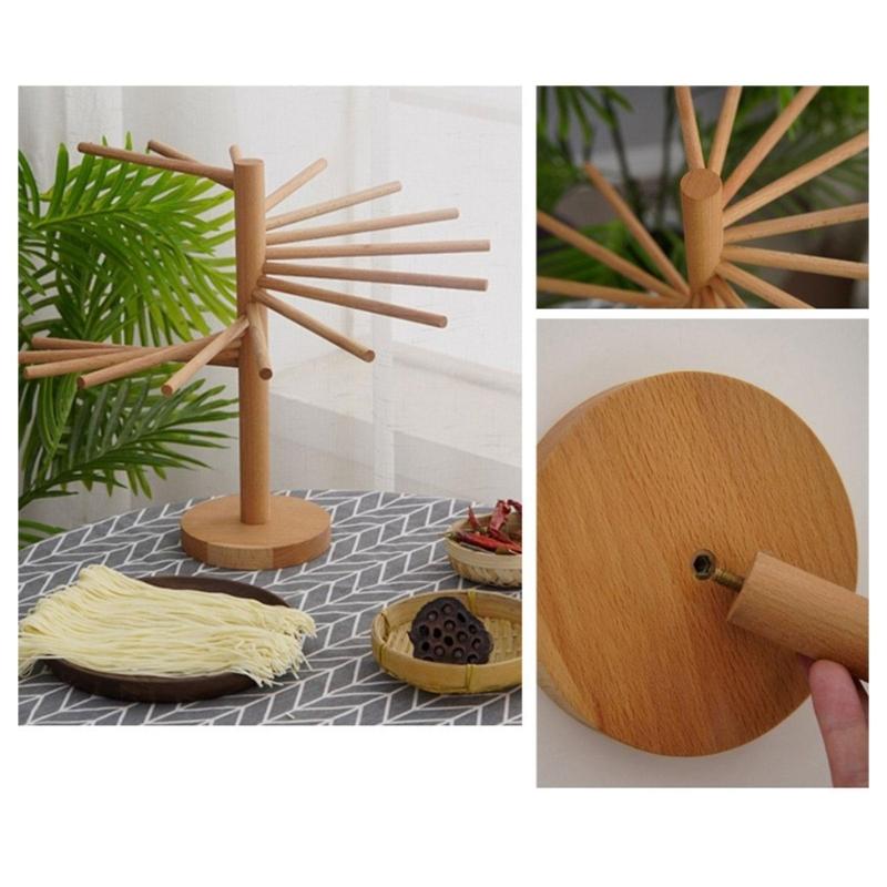 Versatile Adjustable Wooden Pasta Dryer Holder Practical Pasta Dryer Stand Natural Wood Rack with Stable Base Home Decor