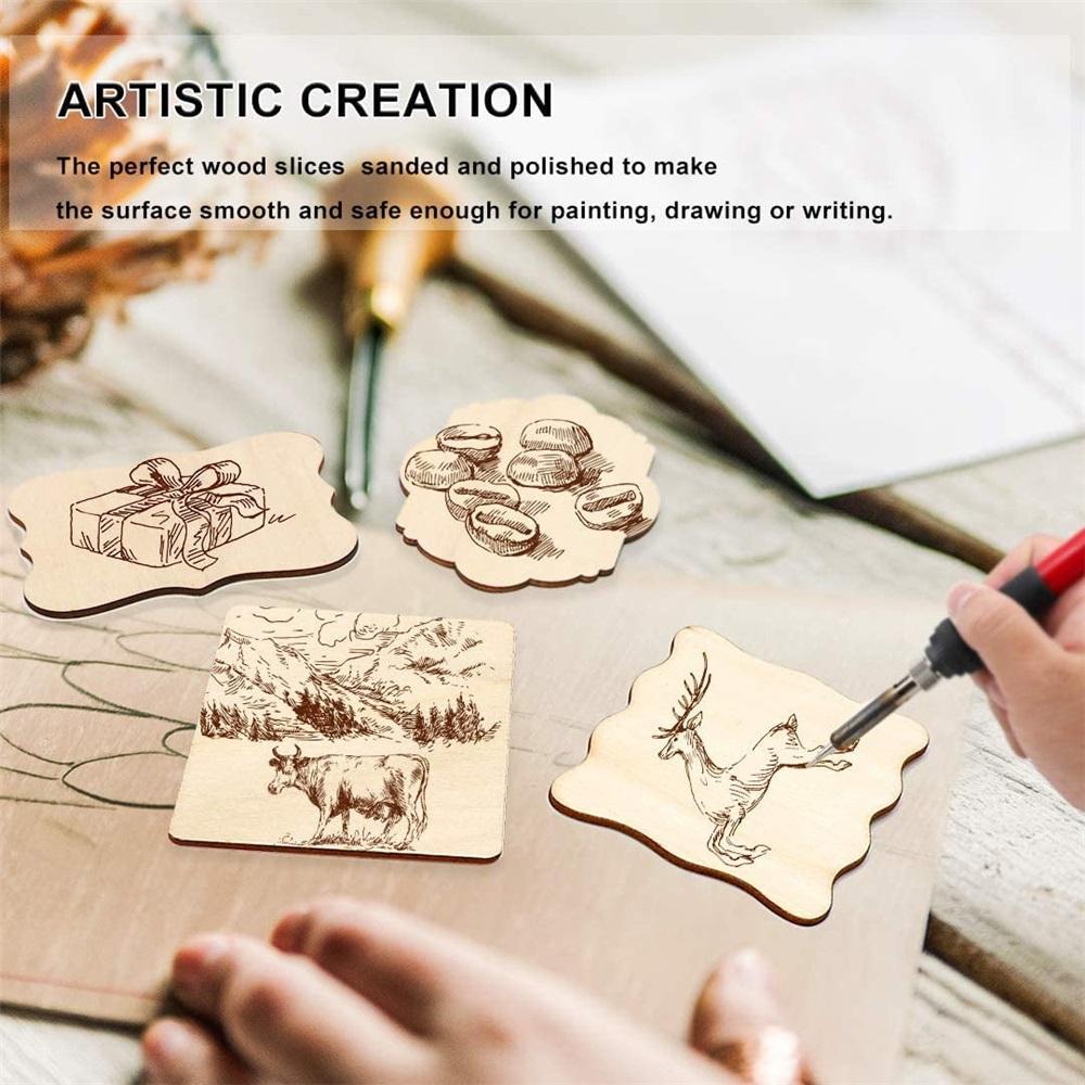 Decorazioni in legno non finite, Fai da te 32 pezzi 4x3 pollici pezzi di legno irregolari creativi vuoti, adatti per lavoretti fai da te, pittura, pirografia e scrittura