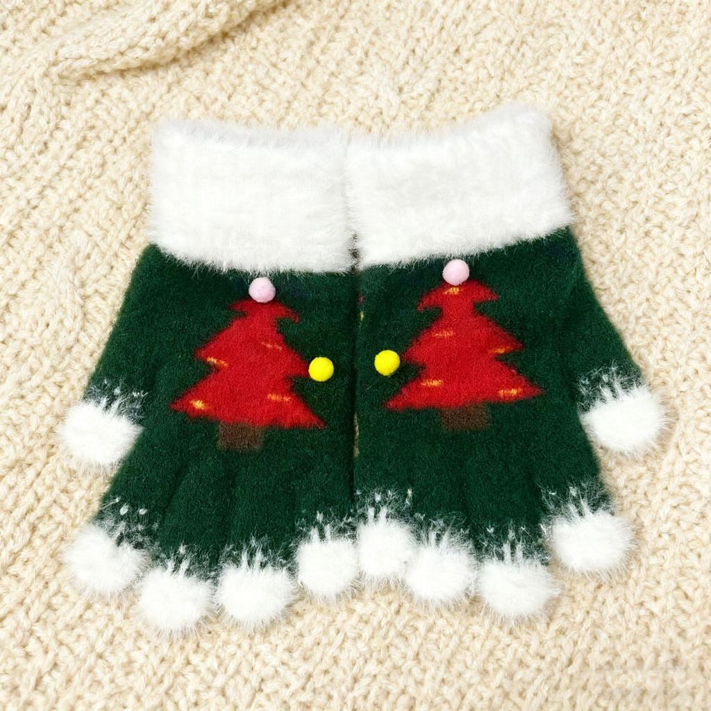 1Pair Cute Christmas Holiday  Gloves for Women Men,Warm Winter Thermal Knit Cartoon Gloves,Cold Weather Outdoor Cycling Mittens