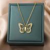 Stainless Steel Butterfly Pendants Necklaces for Women Goth Fashion Gold Color Choker Necklace Aesthetic Wedding Jewelry Gift