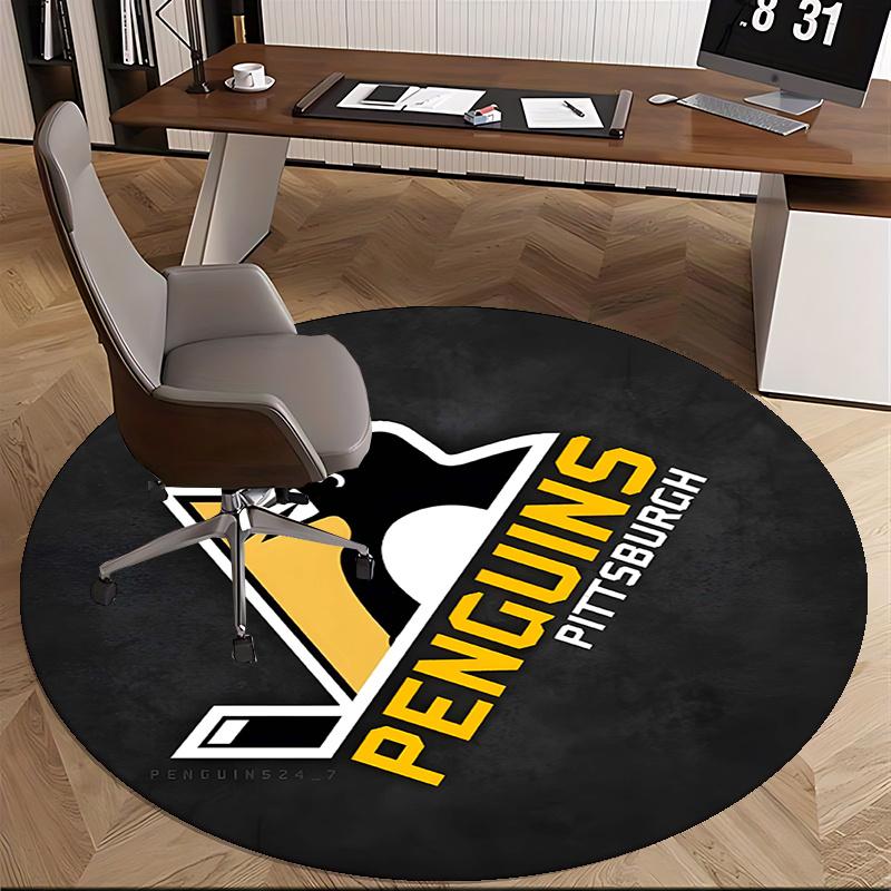 Penguins Hockey Puck Chair mat Round Rug-Office carpet, Non-slip, Suitable for Living Rooms, Bedrooms decor.1205022a