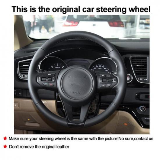 Hand Sewing Car Steering Wheel Cover Wrap For KIA Carnival III 2014 -