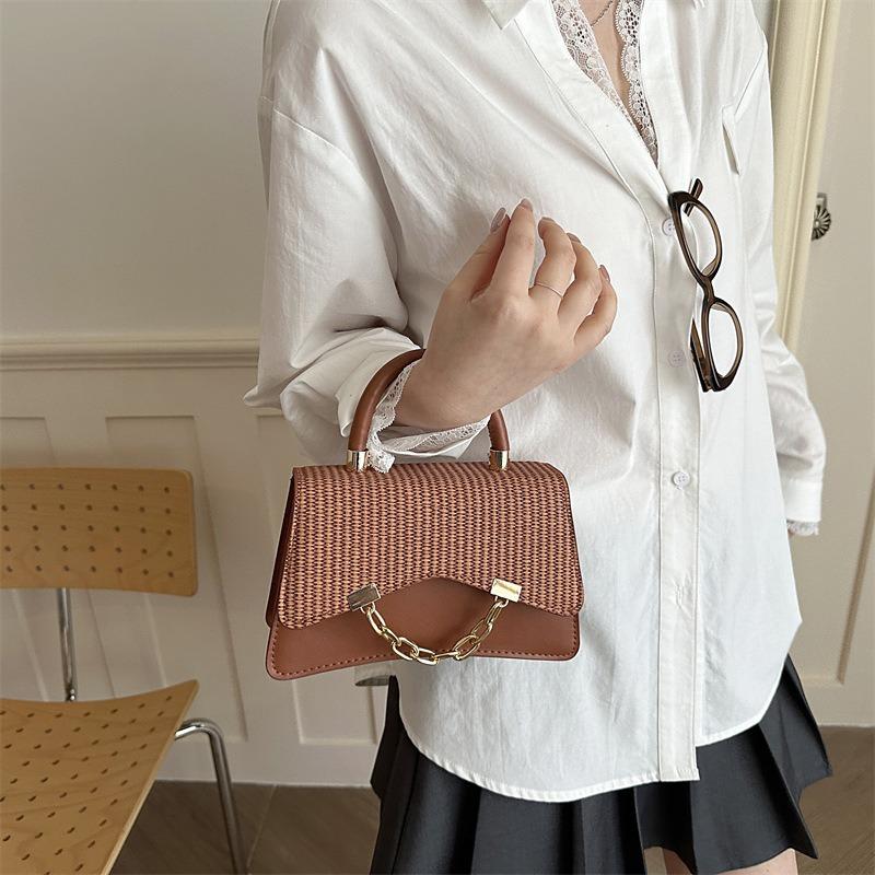 Fashion women's splicing large capacity fresh summer new trend texture shoulder crossbody portable small square bag