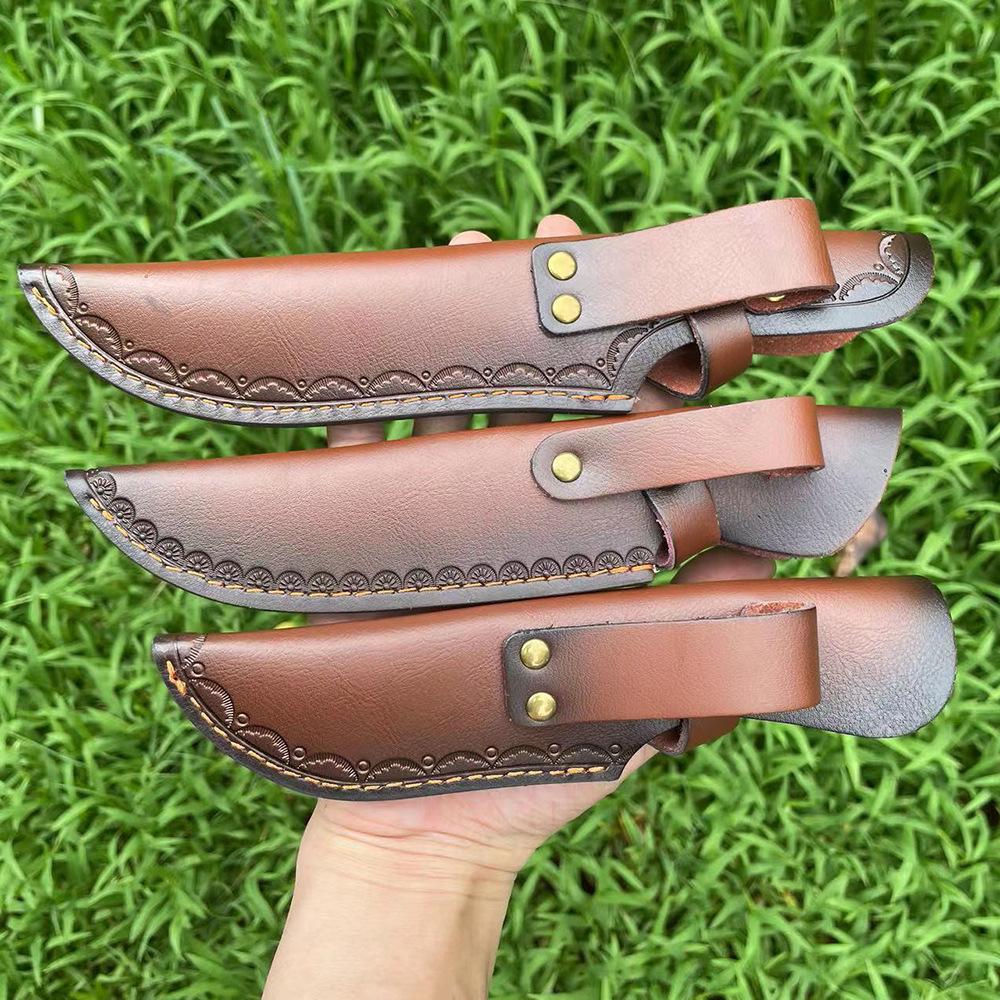 Two-Layer Cowhide Kitchen Knife and Sheath Set - Portable Outdoor Fruit Knife Set