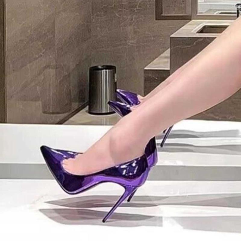 

Мода Женская Мода Туфли на Тонком Каблуке Весна Новые Остроносые С Открытым Подъемом Без Застежки Противоскользящие Износостойкие Высокие Каблуки 40 фиолетовый