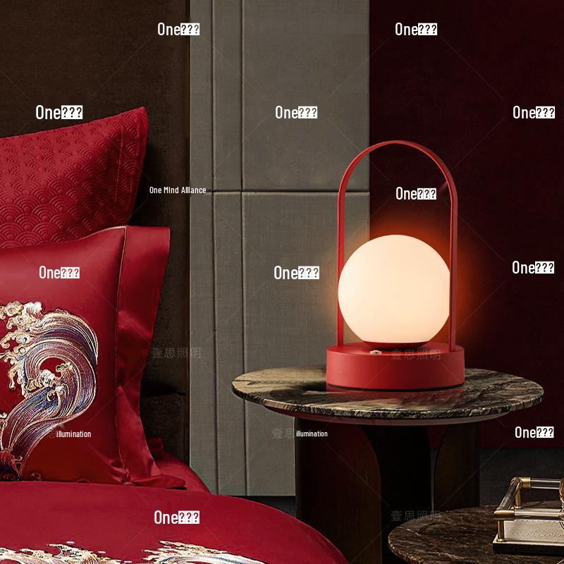 Red Long-Burning LED Lantern - USB Rechargeable Night Light for Wedding, Christmas, or Gift