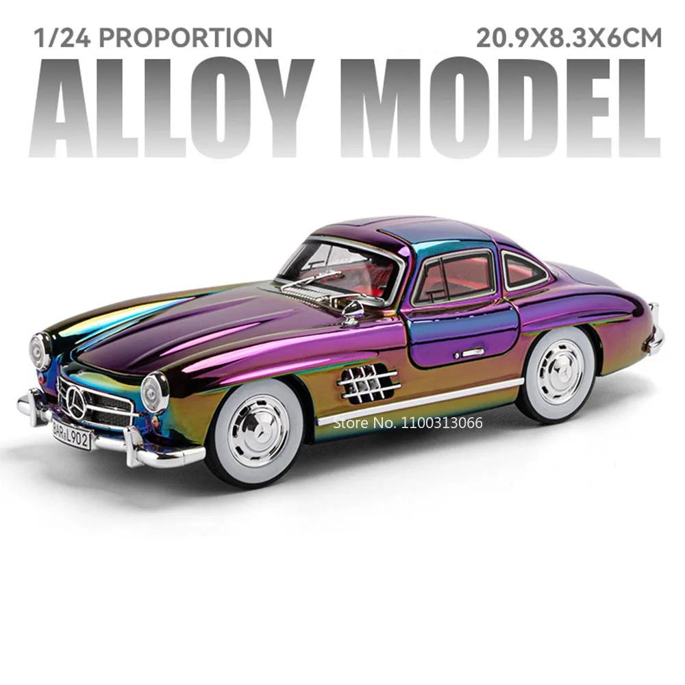 1:24 500K 300SL Cars Toys Models with Pull Back Light Sound Vehicle Doors Opened Miniature Vintage Car Kids Children's Day Gifts