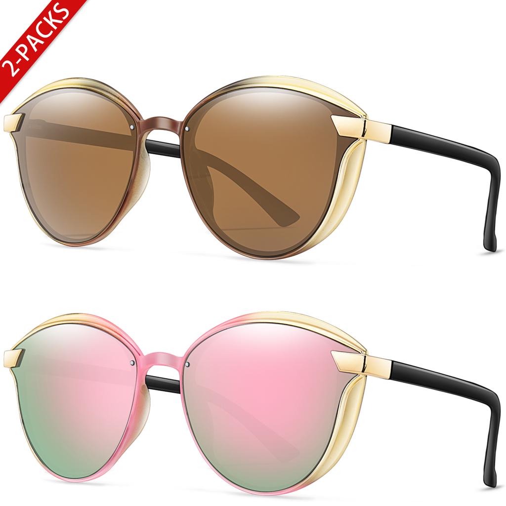 2 Pairs and 6 Pairs Vacation Sun Glasses Plastic Light Classic Oval Eyewear for Women and Men for Outdoor Travel Beach Vocation