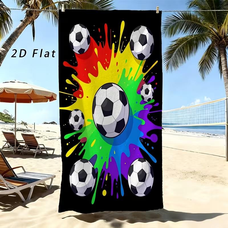 Football Sports Fan Beach Towel Soccer Print Quick Dry Sandproof Pool Towel for Men Teen Boys Summer Travel Swimming Blanket