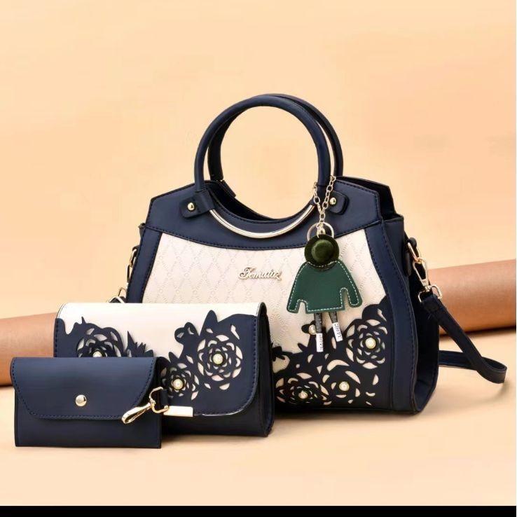 Elegant Women's Cross-border Three-piece Handbag Set With Versatile Capacity And Chic Design