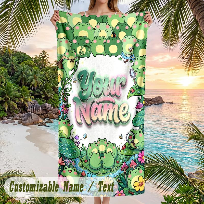 Forest Nature Theme Beach Towel Personalized Custom Name & Text Soft Quick Dry Beach Towel for Swimming Travel