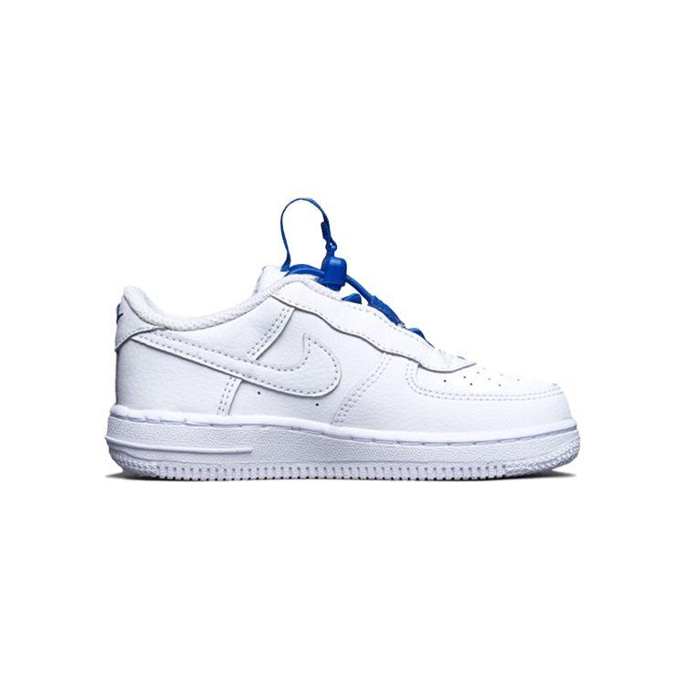 Nike Air Force 1 Toggle Hook and loop Low top Toddler Shoes White Blue Infant And Toddler CU5289-100