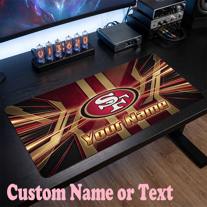 Tappetino Mouse Personalizzato con Nome Testo San Francisco 49ers, Tappetino Mouse Grande per Scrivania Regalo Personalizzato per Ufficio Domestico