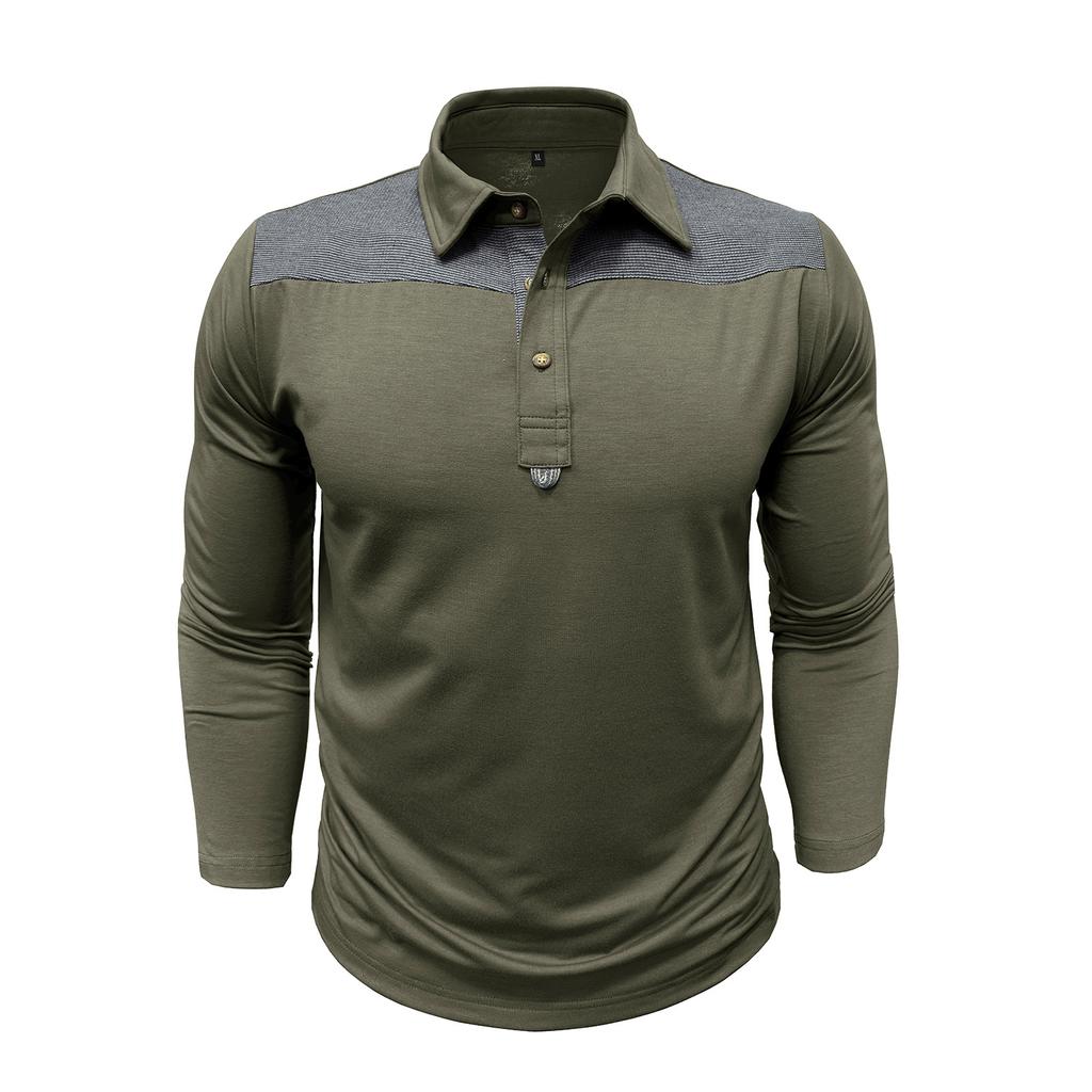 Men's Casual Vintage Lightweight Long Sleeve Polo Shirt Plus Size Long Sleeve Turn Down Collar Shirt for Everyday Wear