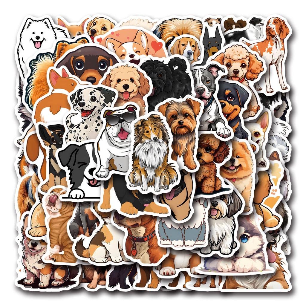 55 New Mixed Dog Mixed Dog Graffiti Stickers Decorate Notebook Luggage Mobile Phone DIY Stickers