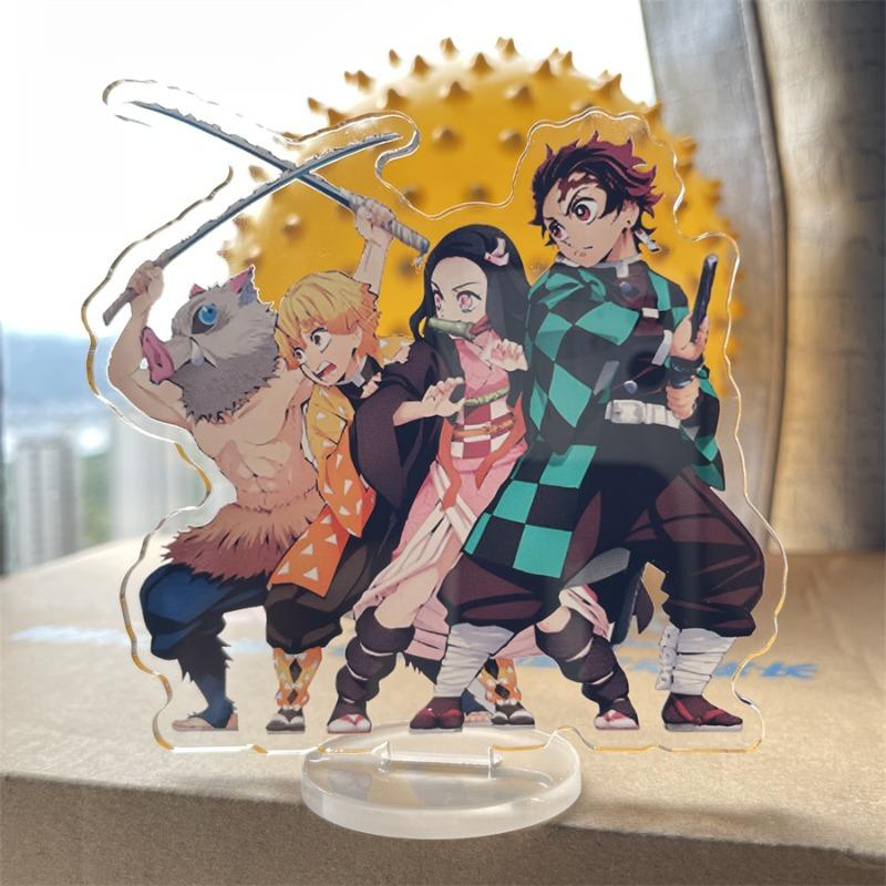 Acrylic Ornaments Kamado Nezuko Zenitsu Inosuke Anime Figures Car Desk Decoration Models Children Toy Birthday Gift