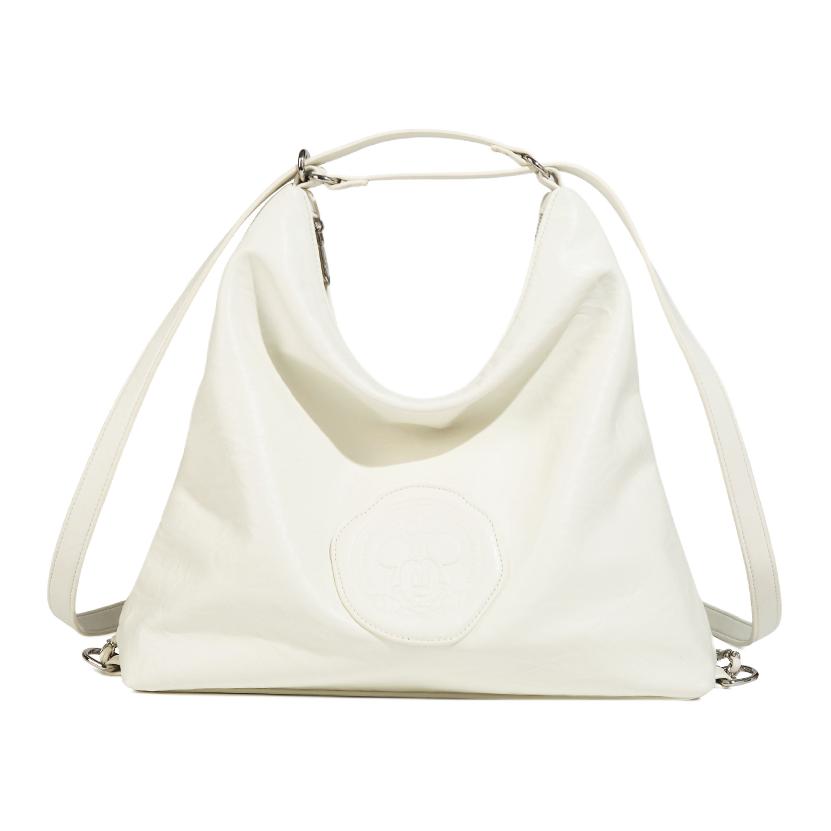 New Disney Mickey Series PU Double Shoulder Crossbody Tote Handbag, Shoulder Bag Large Women's Black/Silver/Cream White BMK-71278-2