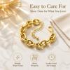 Gold Plated Chunky Chain Bracelet Stainless Steel Curb Link Bracelet Cable Chain Bracelet  For Men